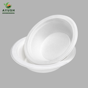 Platos y tazones redondos de bagazo de 9 pulgadas hechos de pulpa de caña de azúcar para restaurantes de hamburguesas y servicios de comida para llevar en tiendas de sándwiches. - Product Image 3