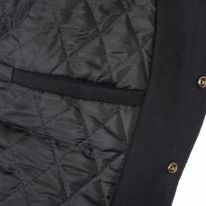 Blouson Bomber Varsity en Laine Rouge avec Manches en Cuir, Logo Frontal, Col Montant, Style Urbain, Hiver - Product Image 4