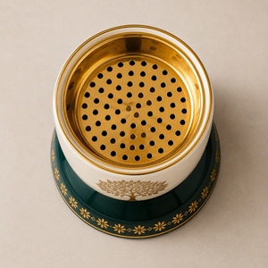Ceramic Incense Burner with Gold Tree Design White and Green Aromatherapy Diffuser for All-Season Use - Product Image 5