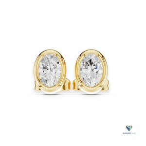 Yellow Oval Lab Grown Diamond <b>Pendant</b> and Earring Set in 14K <b>Solid</b> <b>Gold</b>, 2.50 TCW Minimalist Bezel Jewelry Set - Product Image 1