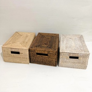 Rattan <b>basket</b> with handle Natural <b>Basket</b> Wicker <b>Basket</b> <b>Rectangular</b> <b>Basket</b> - Product Image 2