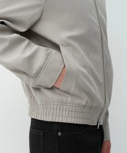 Blouson bomber en daim gris pour homme, col rabattu, fermeture éclair, style décontracté, coupe classique, couleur unie, pour l'automne - Product Image 3