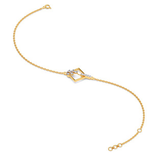 Geometric Kite <b>Frame</b> Diamond Bracelet with Yellow Gold Chain and Diagonal Sparkle Bar Design - Product Image 3