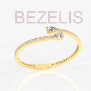 Brazalete de diamantes de imitación para hombre, de oro rosa de 14K, pulido de alto brillo, brazalete llamativo y glamuroso. - Product Image 4
