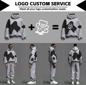 Sudadera con capucha personalizada vintage lavada con efecto desgastado, bordado y patchwork para hombre, de gran tamaño, de algodón 100% de alto gramaje, con cremallera y pedrería. - Product Image 2