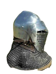 Casco de Caballero Medieval Antiguo con Cota de Malla de Acero Suave, Armadura Hecha a Mano, Correa de Cuero Ajustable, para Fiestas de Recreación Histórica - Product Image 3