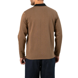 High Quality Custom Logo <b>Men's</b> Button 100% Cotton Jersey Plain Dyed Solid Long Sleeve Breathable 220g Solid Color Casual Style - Product Image 2