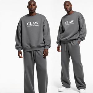 Custom Stacked Heavyweight Jogger pantalones de chándal holgados y Sudadera con capucha Set 2 piezas Fleece Men Sweatsuits Pullover Chándales para hombres - Product Image 2