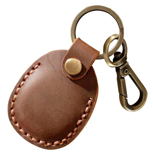 Vintage Genuine <b>Leather</b> Embossed Keychain Antique Brass Clasp Hand-Stitched <b>Key</b> Ring Holder Wholesale OEM Custom Logo B2B - Product Image 1