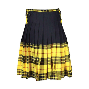 Jupe plissée à carreaux pour femmes, jaune et noir, en laine, mini, taille ajustable, toutes saisons - Product Image 2