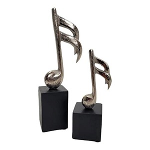 Handmade Aluminium Music Note Sculptures Abstract Art Bar Mitzvah Tabletop Home Decor Eco-Friendly 2-Piece Modern Design - Product Image 5