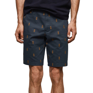Wholesale Price <b>Shorts</b> <b>Men's</b> <b>Navy</b> Blue Printed Pineapple Pattern Bermuda <b>Shorts</b> Casual Oxford Fabric Mid Waist Button Fly Pocket - Product Image 3