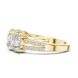 Anillo de Oro Sólido de 14K/18K con Tres Piedras de Diamante Cultivado en Laboratorio, Corte Redondo, Doble Pavé, 4.20CT, DEF VVS, Certificado IGI, Joyería Nupcial, ODM - Product Image 5