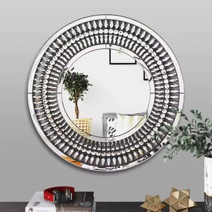 Luxury Silver Crystal Round Handmade Contemporary Wall <b>Mirror</b> Smooth Edge Decorative Frame Living Room Home Decor REHMAN <b>CRAFT</b> - Product Image 4