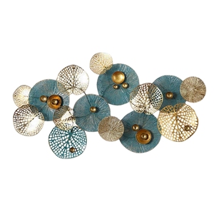 Nordic Metal Wall Art Decoration Luxury Round <b>Gold</b> Flower 3D Iron Wall Hanging Sculpture for Living Room <b>Sofa</b> Background - Product Image 2