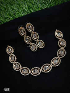 Ensemble de bijoux de mariée en diamant américain classique Collier et boucles d'oreilles en deux pièces pour mariage Style classique à la mode - Product Image 2