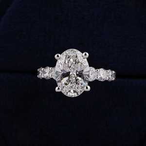 3.00CT Oval Cut Moissanite <b>Ring</b> 925 Silver Pave Band Engagement <b>Ring</b> Elegant Wedding Jewelry Gift for Women - Product Image 4