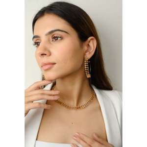 14K White Gold Baguette Multi Sapphire and Diamond Big Hoop Earrings - Product Image 4