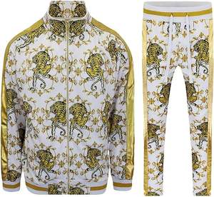 Ensemble de survêtement pour homme, style hip-hop, brodé, avec fermeture éclair, haut et pantalon, 100% coton - Product Image 1