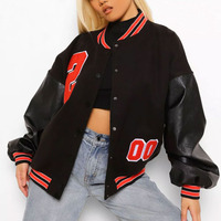 Blouson Bomber de Baseball Personnalisé pour Femme, en Cuir, avec Manches en Cuir, Broderie de Patch en Chenille Tricotée Respirante de Haute Qualité, Style Universitaire