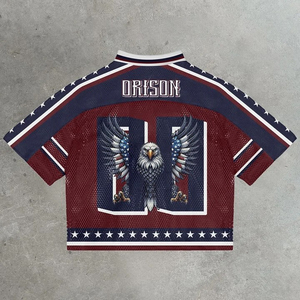 Maillot de football américain personnalisé avec imprimé aigle, chemise de sport en mesh respirant, uniforme d'équipe avec numéro, vêtements unisexes - Product Image 2