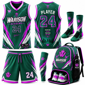 Breathable Basketball Uniform Kit 100% Polyester Sublimation Sportswear Basketball Uniform Set With Customized Name And Numbers - Product Image 4
