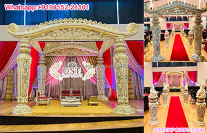 ศาลาทรงหกเหลี่ยมสุดงดงามสำหรับงานแต่งงานริมชายหาด ตกแต่งศาลาสำหรับงานแต่งงานนอกสถานที่ พิธีแต่งงานแบบเอเชียใต้ ศาลาสีทอง - Product Image 4