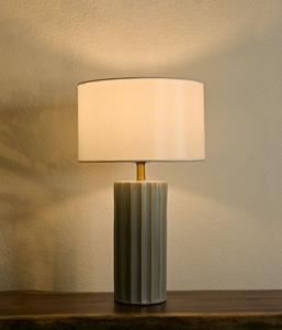 Modern Industrial Concrete <b>Table</b> Lamp Nordic Grey Cement Gold <b>LED</b> <b>Bedside</b> Light Fabric Shade for Bedroom Living Room Decor - Product Image 5