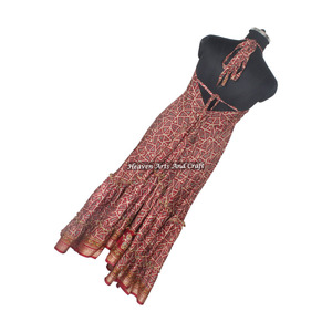 Nuevo Vestido Largo Bohemio Informal para Mujer, Estilo Occidental Vintage, Sari de Seda, Vestido Maxi Boho, Elegante Vestido de Noche sin Mangas para Damas - Product Image 6