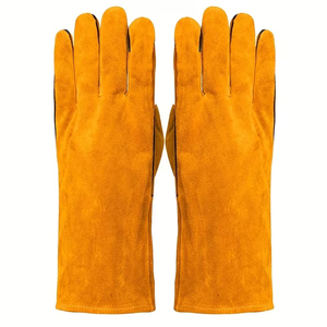 Top Quality Deer Skin Leather Mechanic <b>Gloves</b> Yellow Color Full Finger Safety <b>Long</b> Cuff Working <b>Gloves</b> For Men's - Product Image 2