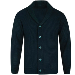 High-quality Solid Color <b>Button</b> Lapel Pocket Travel Business Fashion Clothing Autumn Men's Cardigan Sweater Acrylic Breathable - Product Image 4