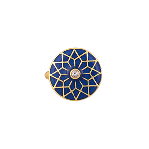 Women Gold Plated <b>Adjustable</b> <b>Ring</b> with Blue Enamel Geometric Web Pattern Fashion Jewelry Gift Wedding Wear - Product Image 2