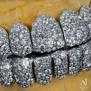 AARVA JEWELS Grillz complets personnalisés en argent 925 avec moissanite et perle d'eau douce, style Hip Hop, bijoux dentaires, bijoux corporels, brillants - Product Image 5