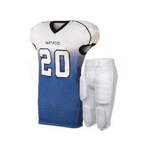 Custom American <b>Football</b> Jersey Set Men's V-Neck Sleeveless Mesh Uniform Custom Number Gradient Blue <b>White</b> Breathable - Product Image 1
