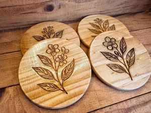 Posavasos de madera hecho a mano Base de bebida natural Posavasos de madera Premium Almohadillas DE PROTECCIÓN DE MESA rústica - Product Image 5