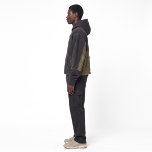 <b>Men's</b> Oversized Hooded Pullover Black Cotton French Terry Heavyweight Breathable Front Pocket Casual Autumn Wear - Product Image 3