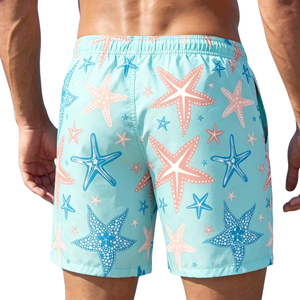 Mens <b>Animal</b> Print Breathable Quick Dry Swim Shorts Elastic Waist Drawstring Casual Summer Board Shorts - Product Image 2