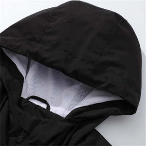 Blouson Bomber Léger en Polyester Enduit pour Femme et Homme, Coupe-Vent Formel Color Block avec Fermeture Éclair, Noir et Blanc, Grandes Tailles, Printemps - Product Image 3