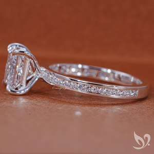 แหวนเพชรทรงปริ๊นเซสคัท 2 กะรัต เพาะเลี้ยงในห้องปฏิบัติการ รับรองโดย IGI ประดับเพชรแบบช่องและแบบฝังเต็มวง ตัวเรือนทองคำขาว 10K แหวนหมั้น - Product Image 3