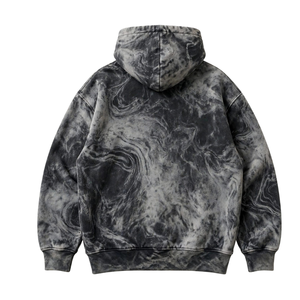 Sudadera con capucha de mármol lavado, estilo casual urbano, con bolsillo frontal tipo canguro, capucha con cordón y manga larga cortavientos - Product Image 2