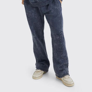 Ensemble de survêtement pour homme en coton délavé à l'acide, comprenant un sweat à capuche et un pantalon de jogging, style streetwear délavé au soleil, avec logo personnalisé, fabricant OEM - Product Image 4