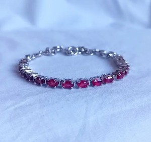 Natural Ruby <b>Adjustable</b> Stone <b>Bracelet</b> for Her Sterling Silver White <b>Gold</b> Plated Elegant July Birthstone Luxury Wedding Jewelry - Product Image 3