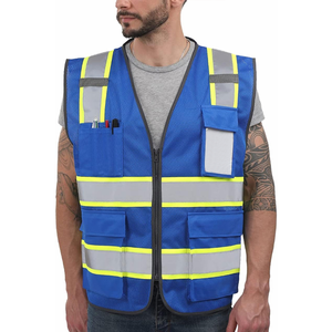 เสื้อกั๊กทำงานแบบสะท้อนแสงพร้อมแถบสะท้อนแสงและกระเป๋าซิป - Product Image 1