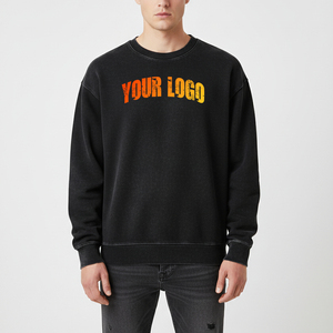 Sudadera Básica Premium para Hombre, Bordada, Lavado Ácido, Cuello Redondo, Corte Holgado, Estilo Urbano, Cómoda, Hip Hop - Product Image 2