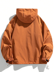 Veste coupe-vent à capuche pour homme, fermeture éclair quart de tour, coupe décontractée, en polyester, style automne et vêtements décontractés - Product Image 4