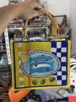 Tas Selempang Bordir Bohemian Modern India Buatan Tangan dengan Manik-Manik, Ringan, Kapasitas Besar, Tas Wanita untuk Acara Malam