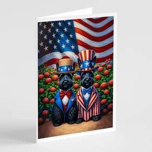 All American Scottish Terrier Whimsical D0100HA95TY Paquete de tarjetas de felicitación, 8 tarjetas de notas en blanco con sobres, tamaño 5x7 - Product Image 1