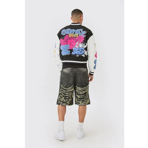 <b>Top</b> <b>High</b> Quality Winter Streetwear Style Genuine <b>Leather</b> Slim <b>High</b> Street Bomber Letterman Jacket Stand Collar - Product Image 2
