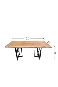 Industrial Live Edge <b>Solid</b> <b>Wood</b> Dining <b>Table</b> with Black Geometric Metal Legs - Modern Rustic Furniture | Pindel Handicraft - Product Image 5
