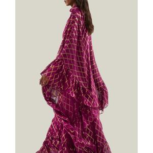 Elegante Vestido de Fiesta y Noche con Cuello en V, de Algodón/Poliéster, Largo hasta el Tobillo, Asimétrico, Corte en A, Liso, Ecológico y Transpirable - Product Image 4